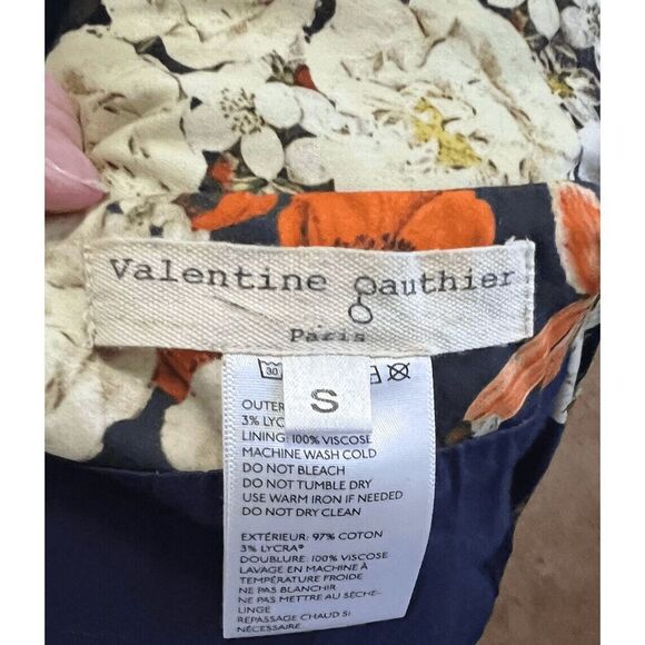 Valentine Gauthier Paris Womens Small Floral Blazer Unique Tab Button Closure - Picture 8 of 9